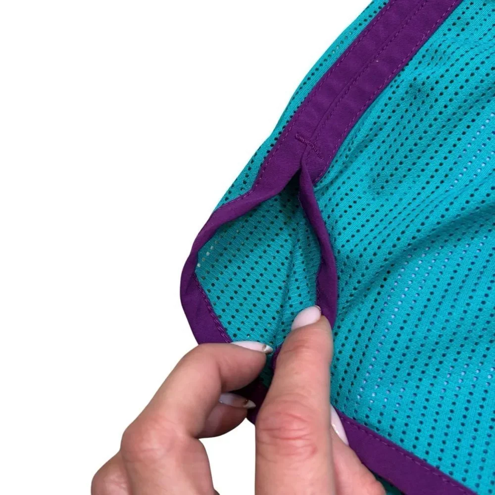 Ladies Nike Dri-Fit Teal‎ and Purple Mesh Athletic Shorts Lined Size Medium